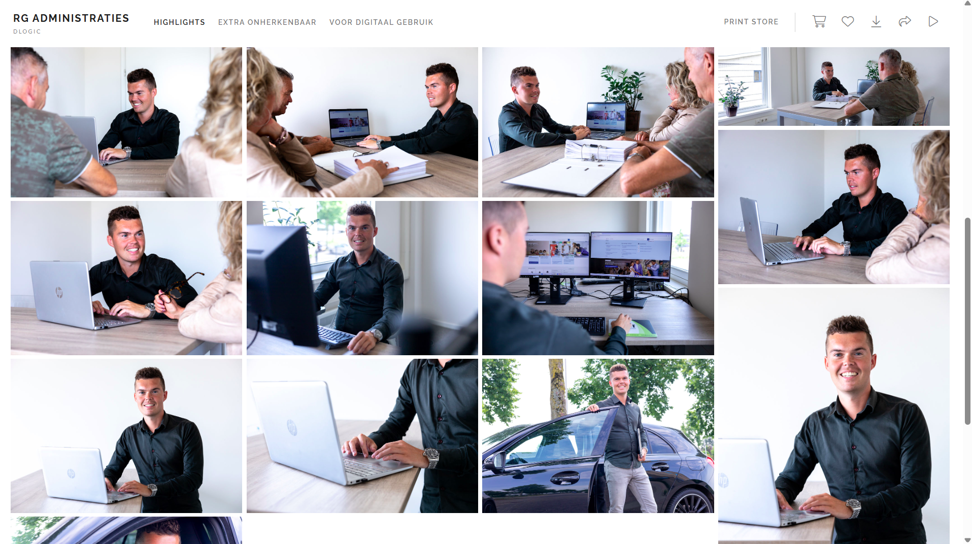 Pixieset galerij voor RG Administratie